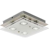 B.K.Licht - Lámpara plafón LED de forma cuadrada con 4 focos y de cristal para interiores con diseño elegante y discreto…